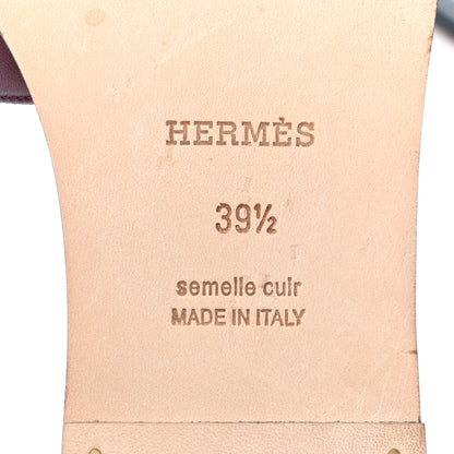Hermes Box Calfskin Oran Sandals 39.5 Bleu Ardoise Bordeaux 7 of 8