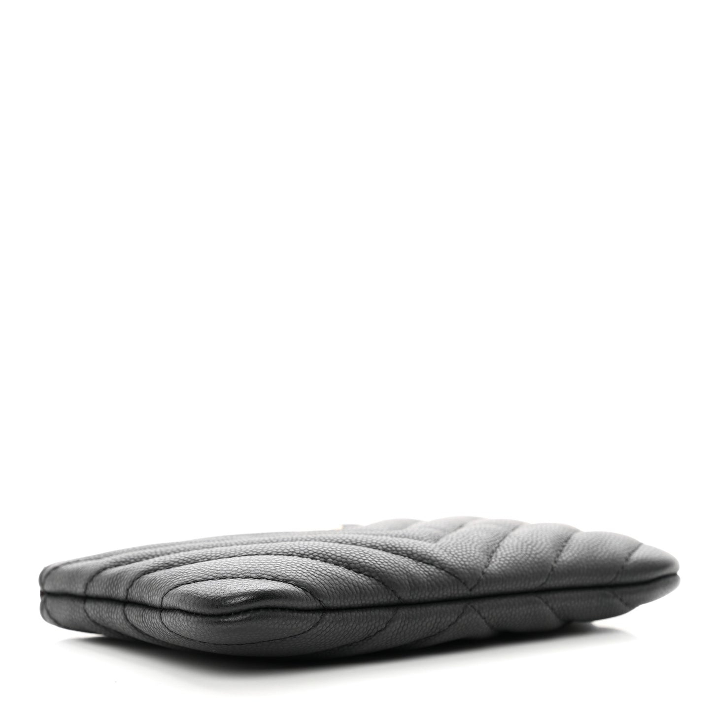 Caviar Chevron Quilted Small Cosmetic Case Black