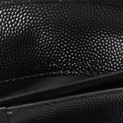 Saint Laurent Grain De Poudre Matelasse Chevron Monogram Compact Tri Fold Wallet Black 7 of 8