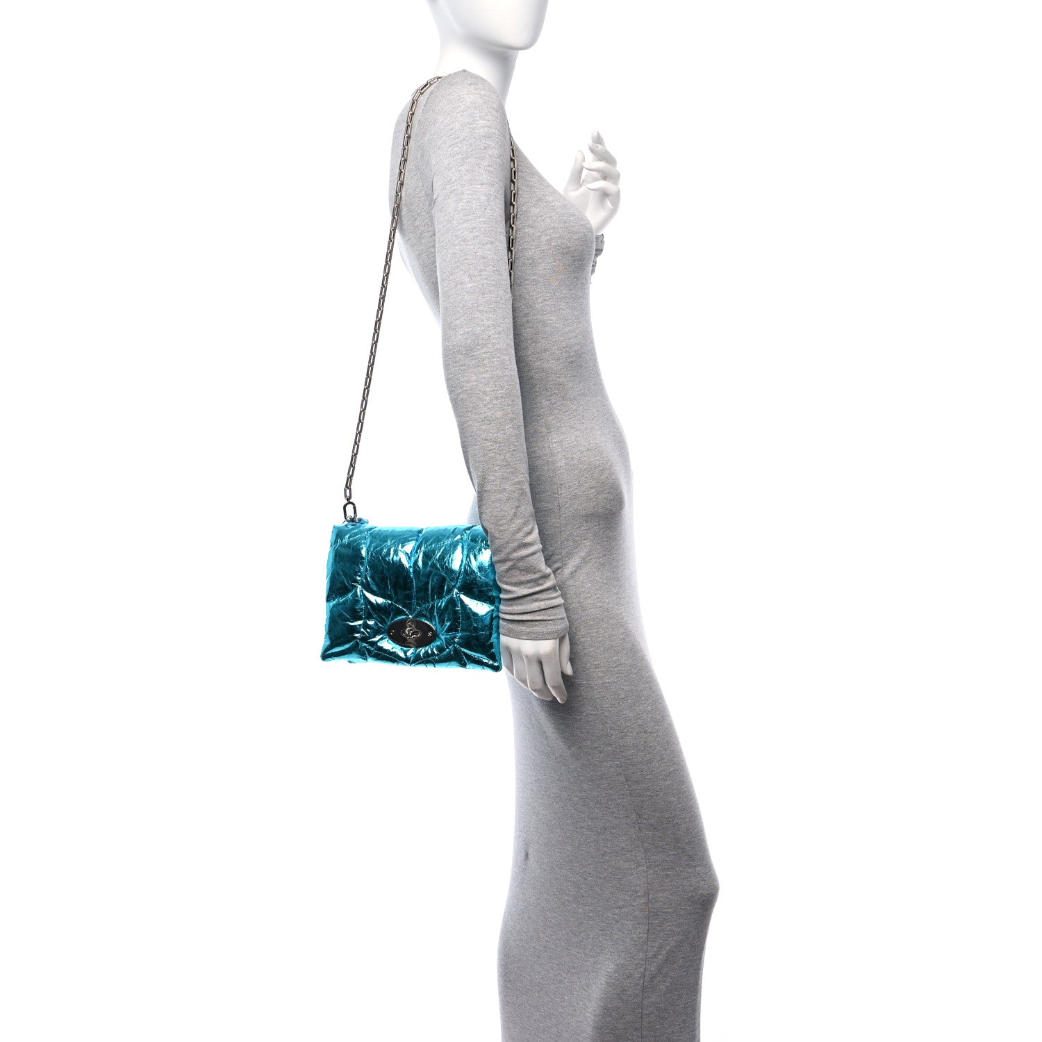 Mulberry Metallic Crinkled Nappa Pillow Quilted Little Softie Bag Portobello Blue 2 of 10