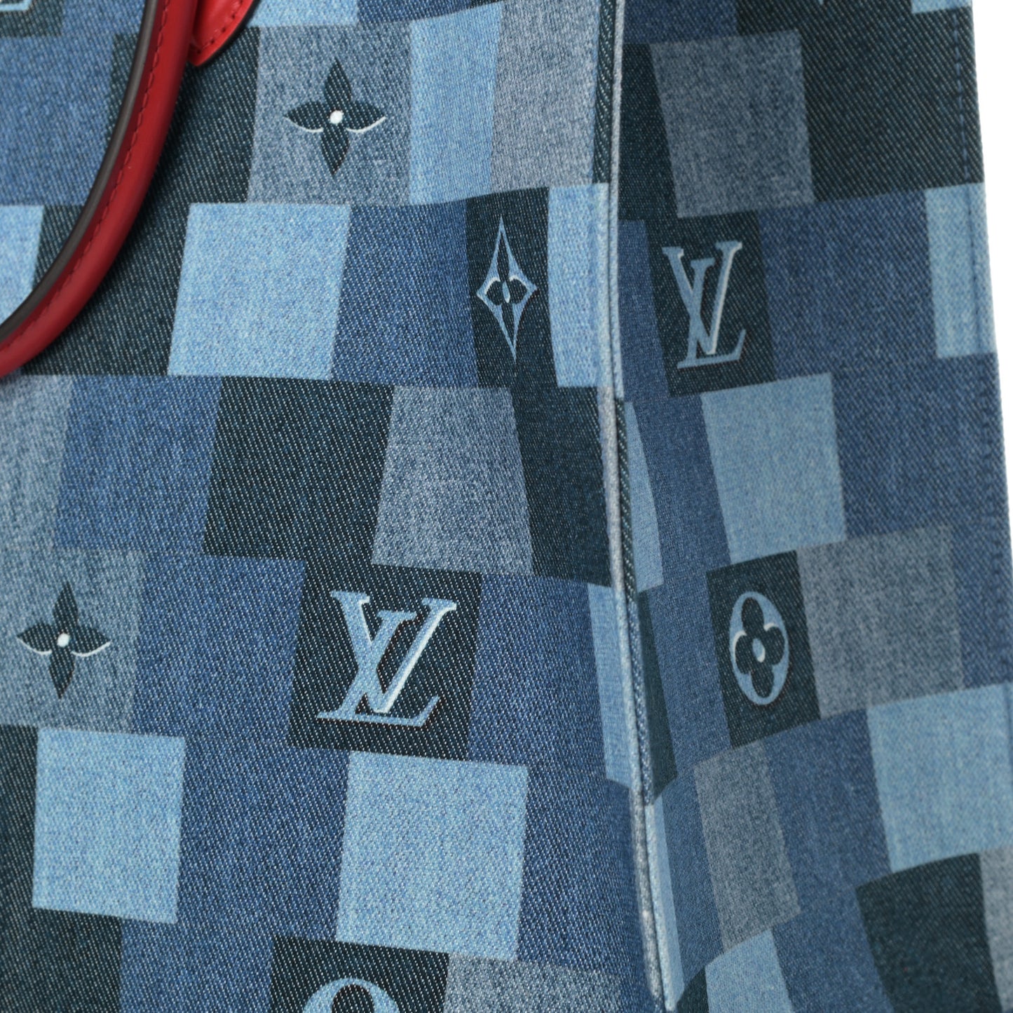 Denim Damier Monogram Onthego Blue Rouge