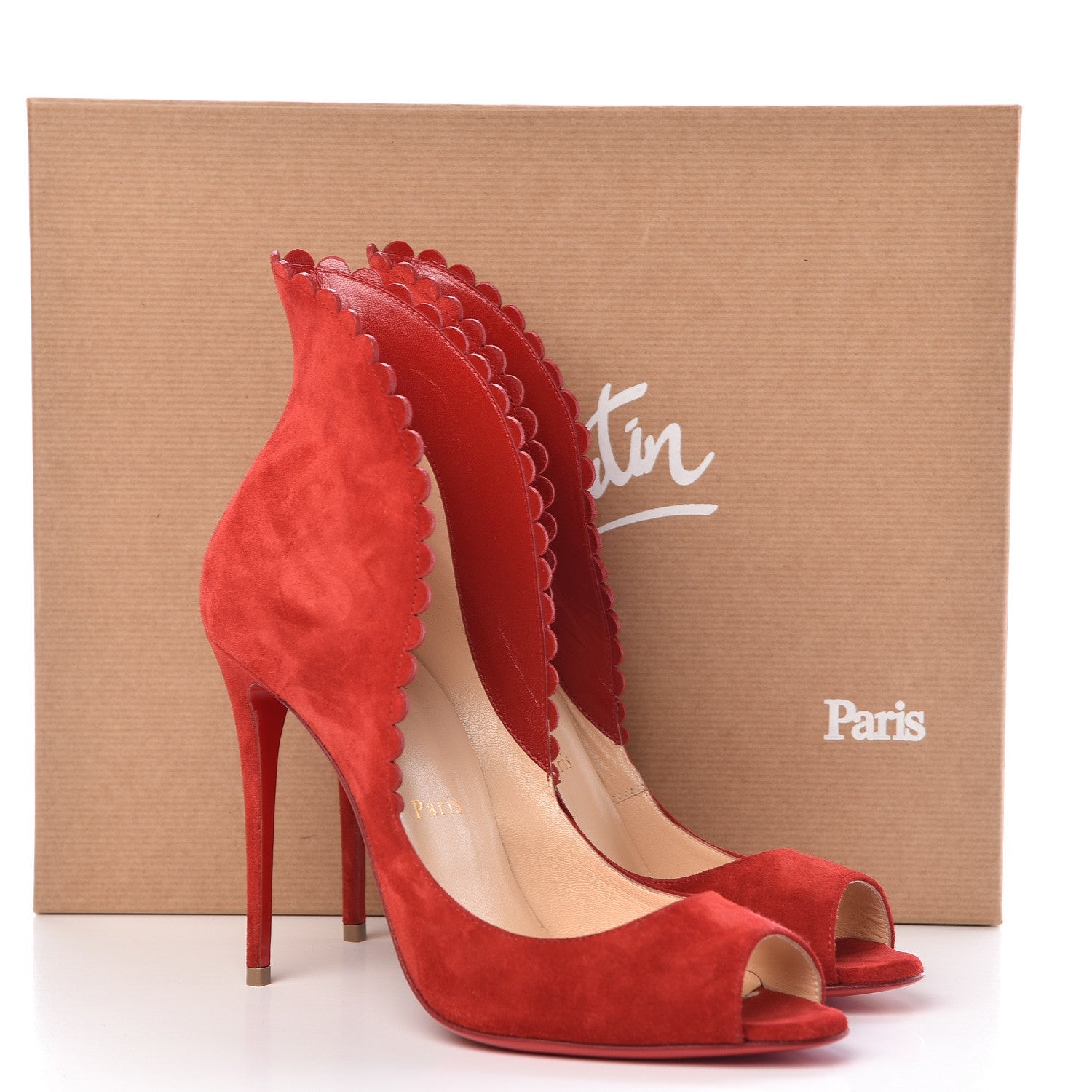 Christian Louboutin Veau Velours Pijonina 100 Booties 39 Rougissime 9 of 9