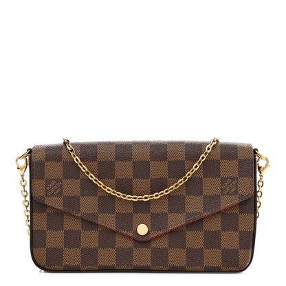 Louis Vuitton Damier Ebene Pochette Felicie Chain Wallet 1 of 10