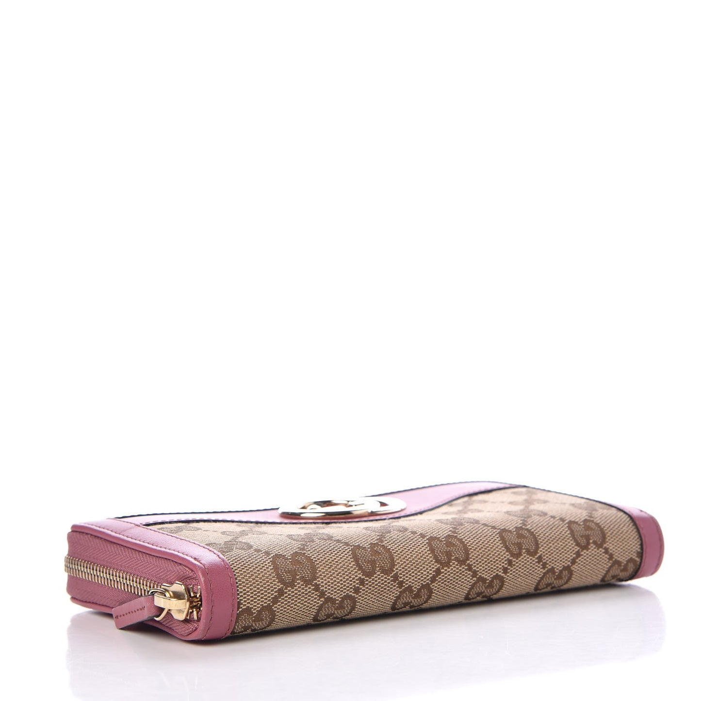 Monogram Margaux Calfskin Sukey Zip Around Wallet Beige Ebony Vintage Rose