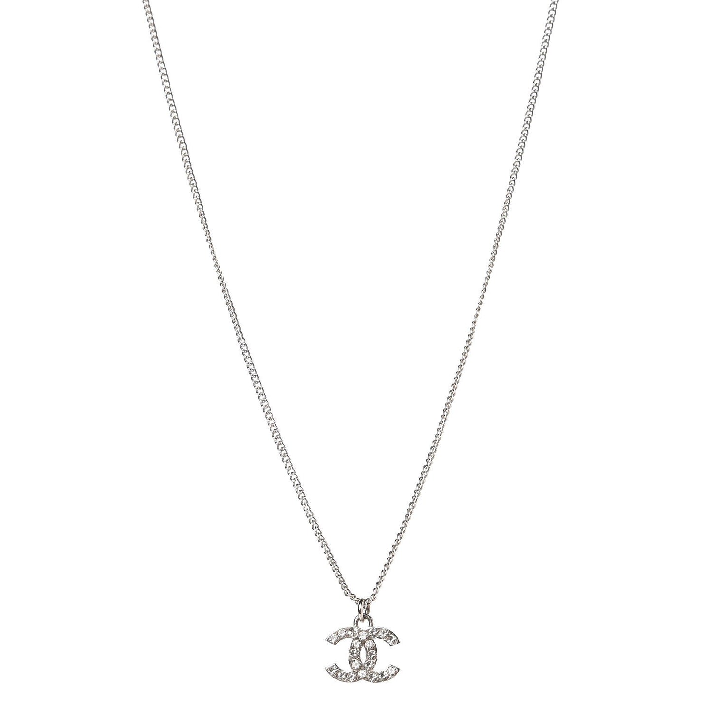 Crystal CC Pendant Necklace Silver