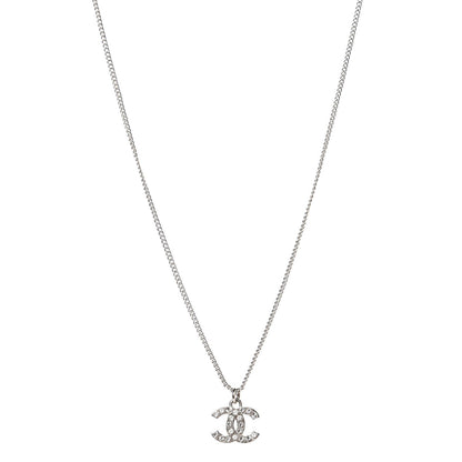 Chanel Crystal CC Pendant Necklace Silver 1 of 5