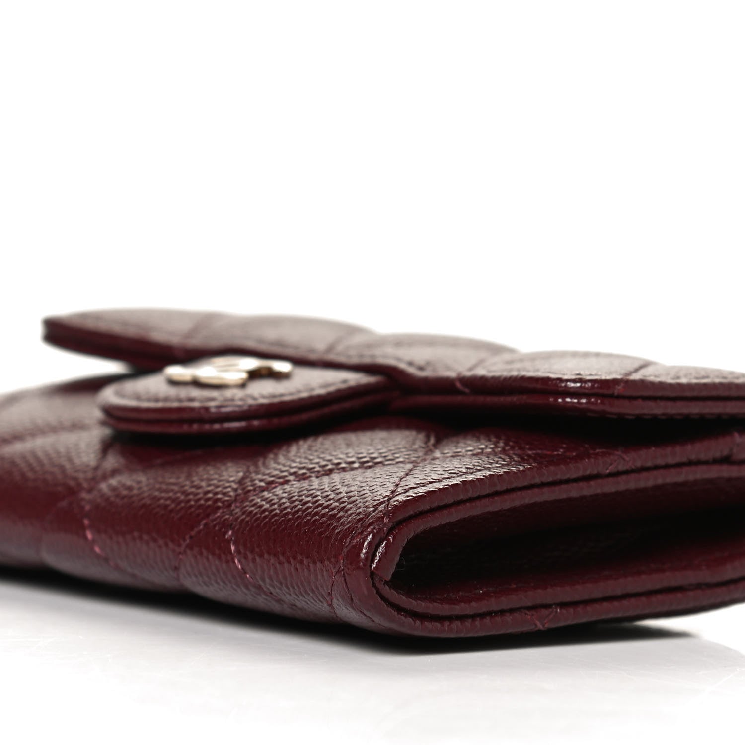 Chanel Caviar Quilted Flap Card Holder Wallet Burgundy 9 of 10