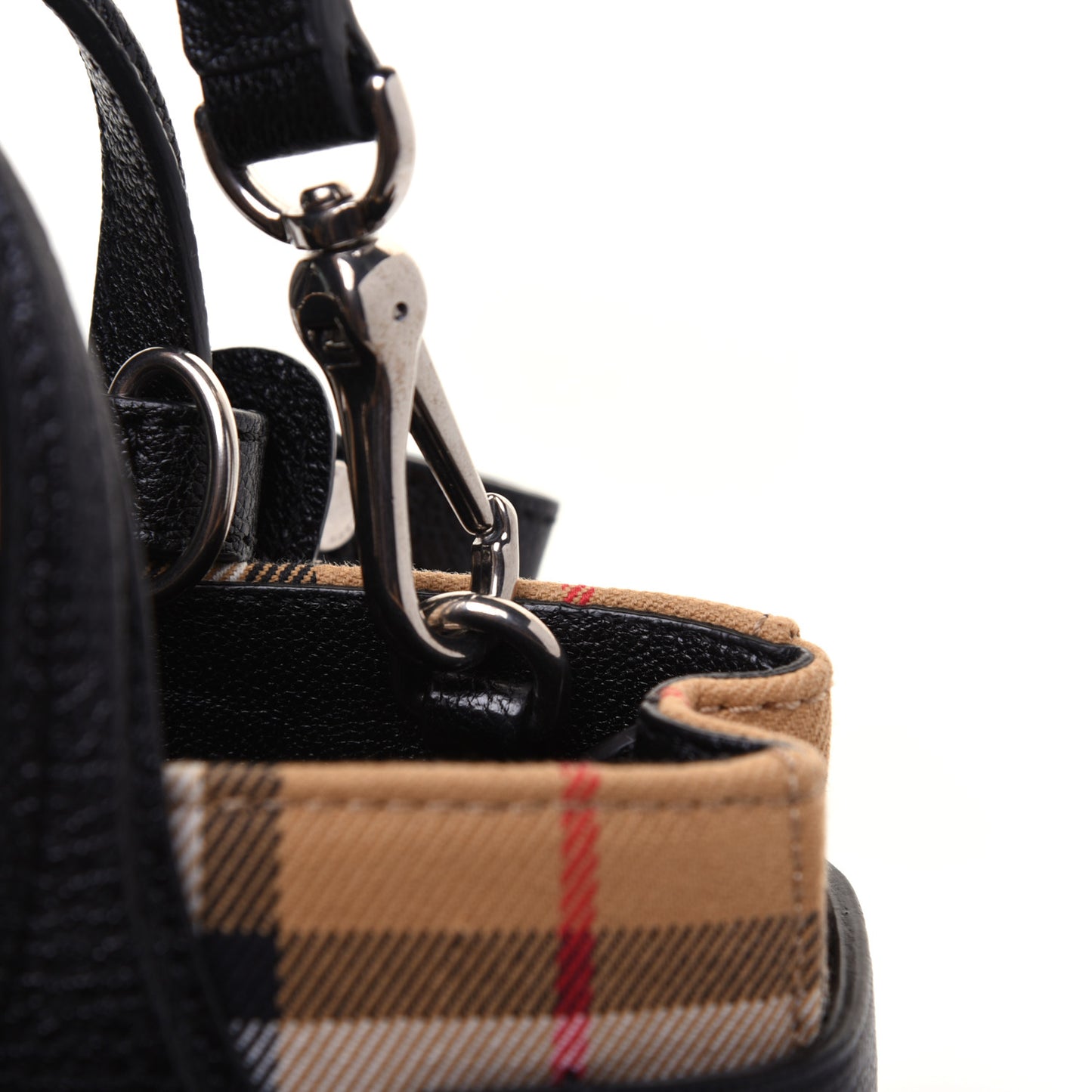 Goatskin Vintage Check Baby Banner Tote Black
