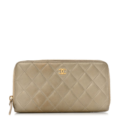 Chanel Iridescent Caviar Quilted Large Gusset Zip Around Wallet Beige 1 of 11
