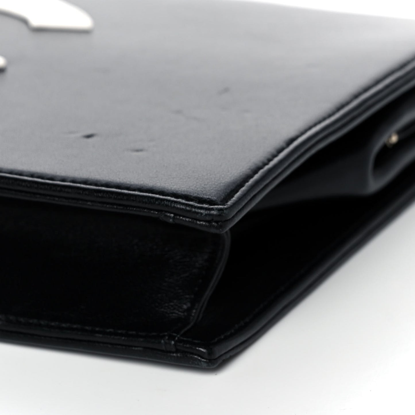 Lambskin CC Wristlet Clutch Black White