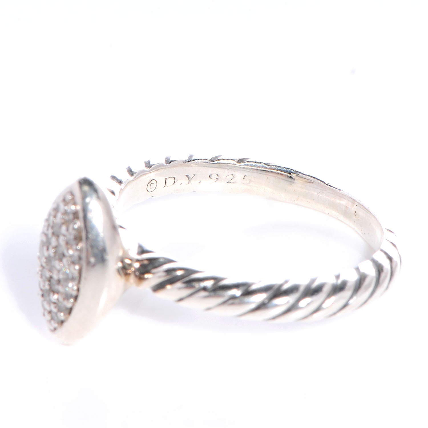 David Yurman Sterling Silver Diamond Marquise Ring 53 6.5 3 of 4