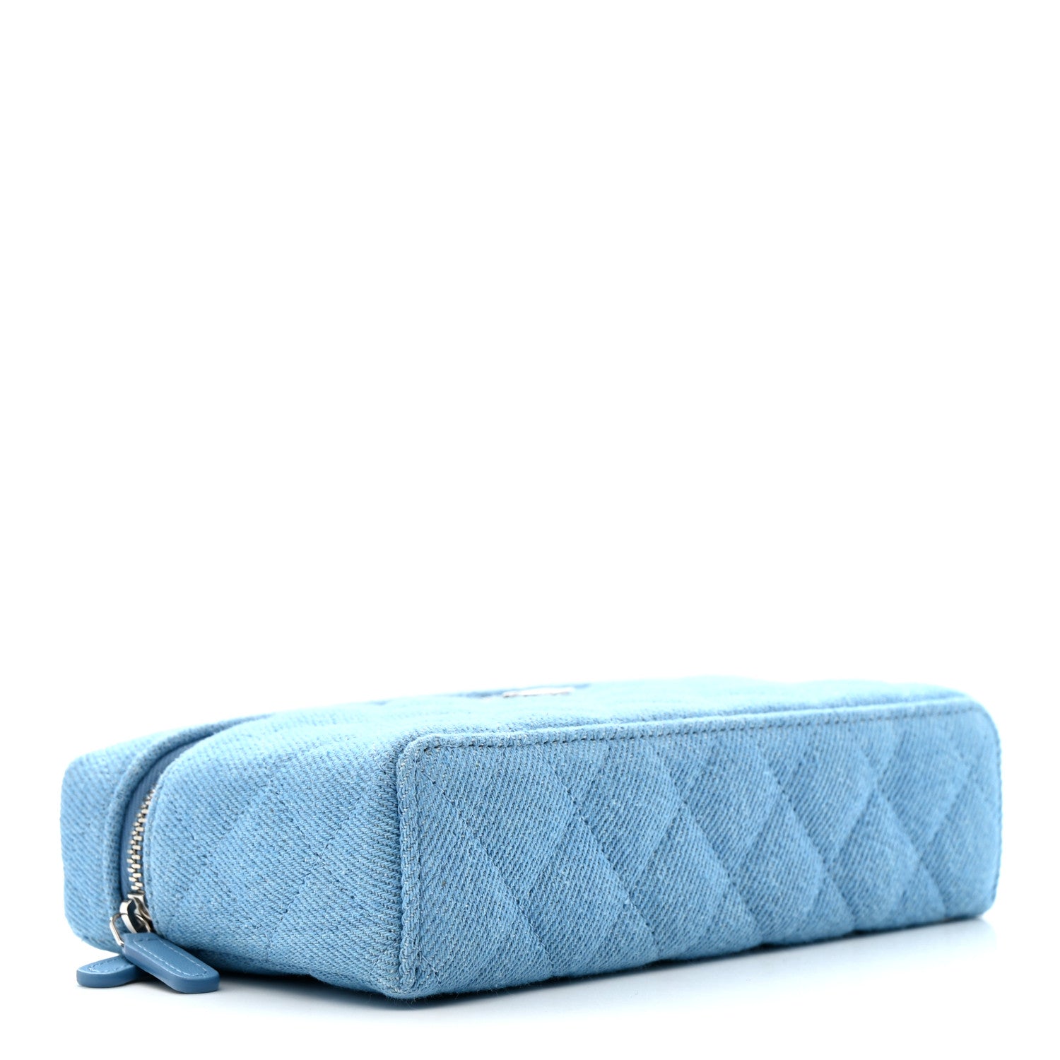 Chanel Denim Quilted Top Handle Slim Vanity Case With Chain Blue 4 of 10