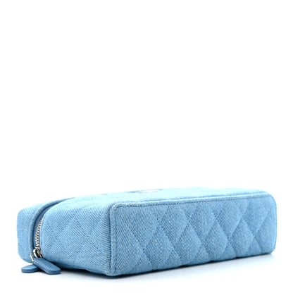 Chanel Denim Quilted Top Handle Slim Vanity Case With Chain Blue 4 of 10