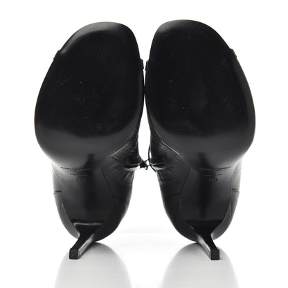 Saint Laurent Calfskin Fake Cocco Jane 105 Peep Toe Ankle Boots 38 Black 5 of 11