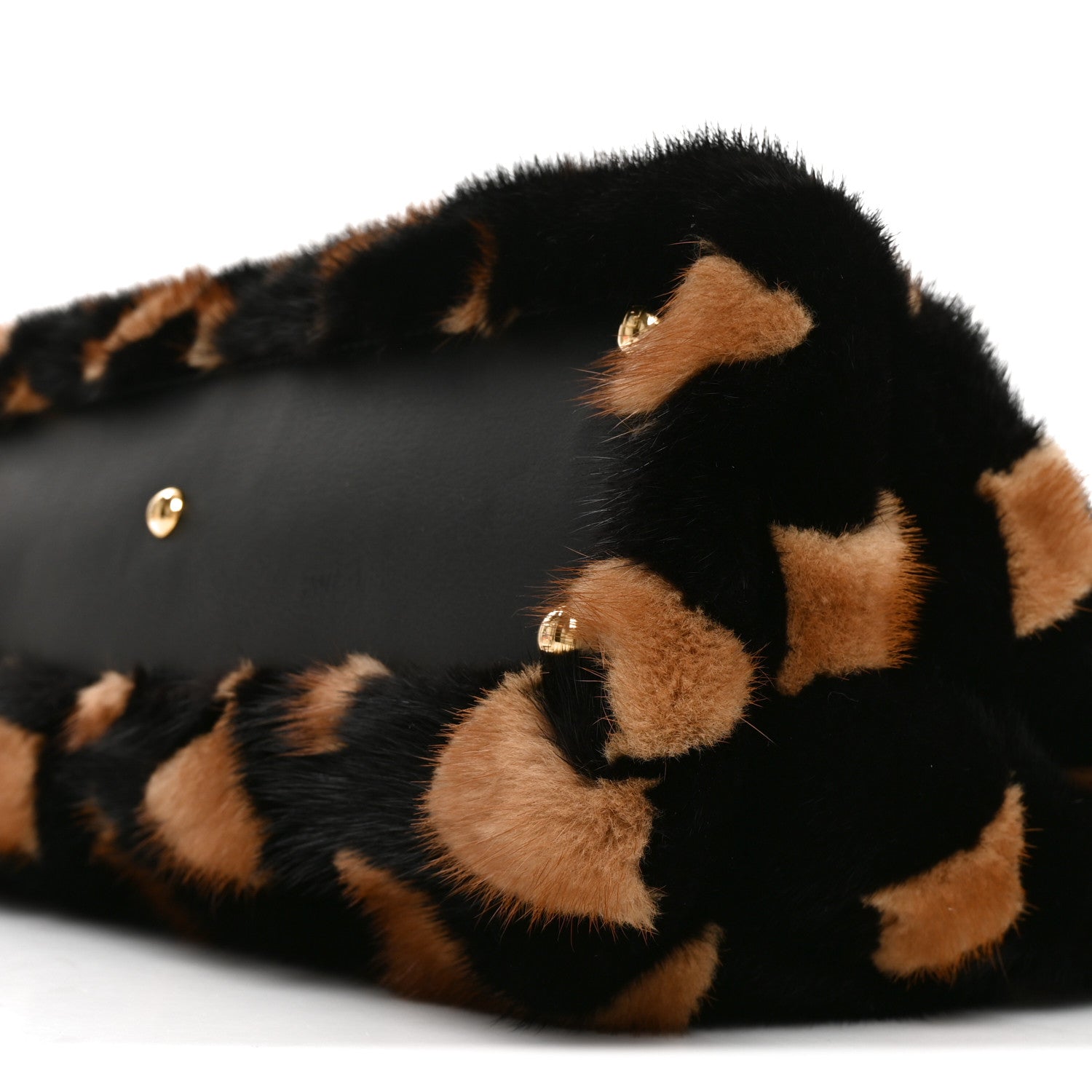 Fendi Mink Velvet Vitello Seta Inlaid Medium Peekaboo Iconic Satchel Tobacco Moro Black 9 of 9