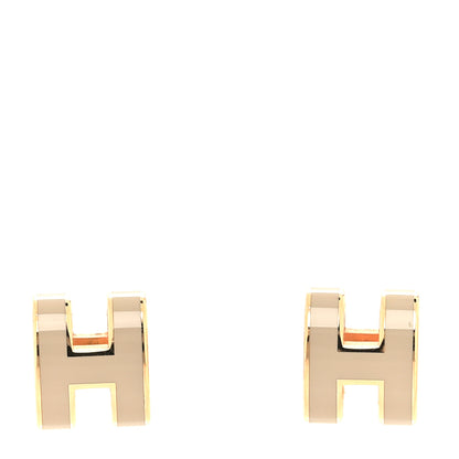 Hermes Rose Gold Lacquered Mini Pop H Earrings Marron Glace 1 of 6