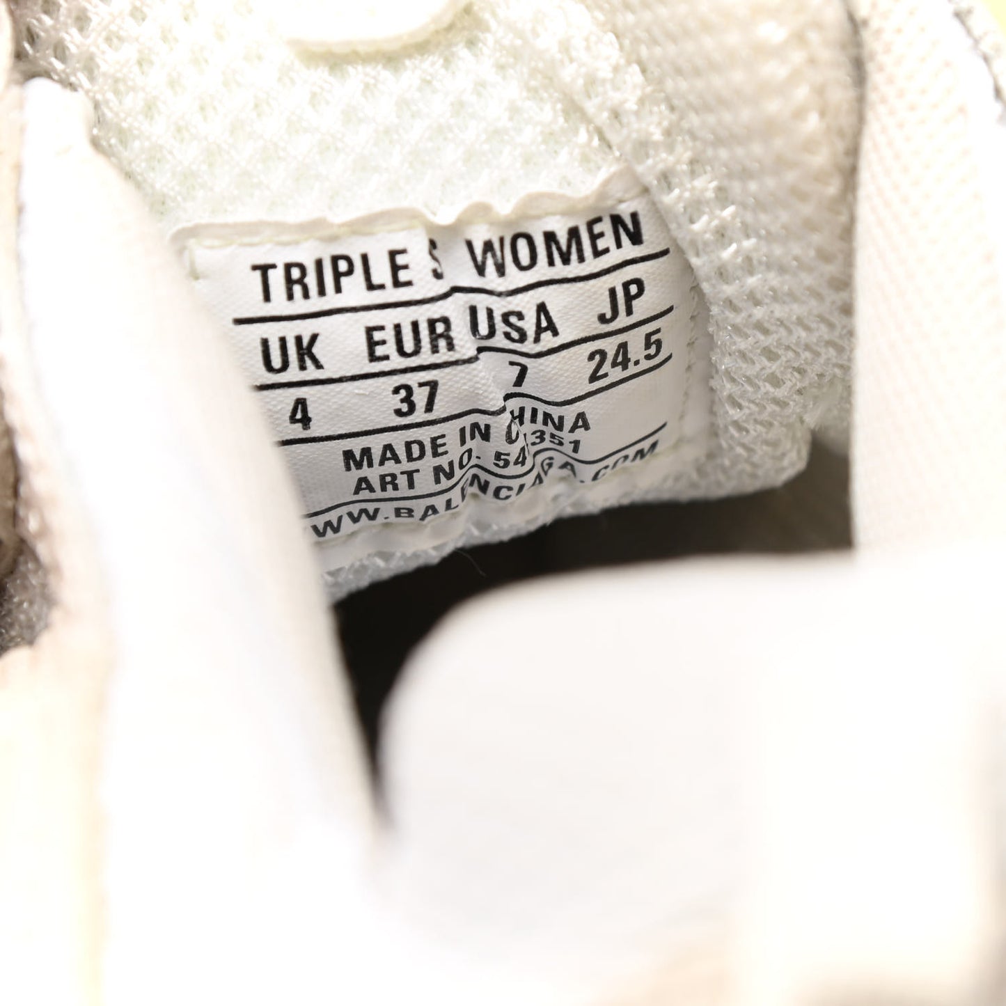 Fabric Mesh Clear Sole Womens Triple S Sneakers 37 White