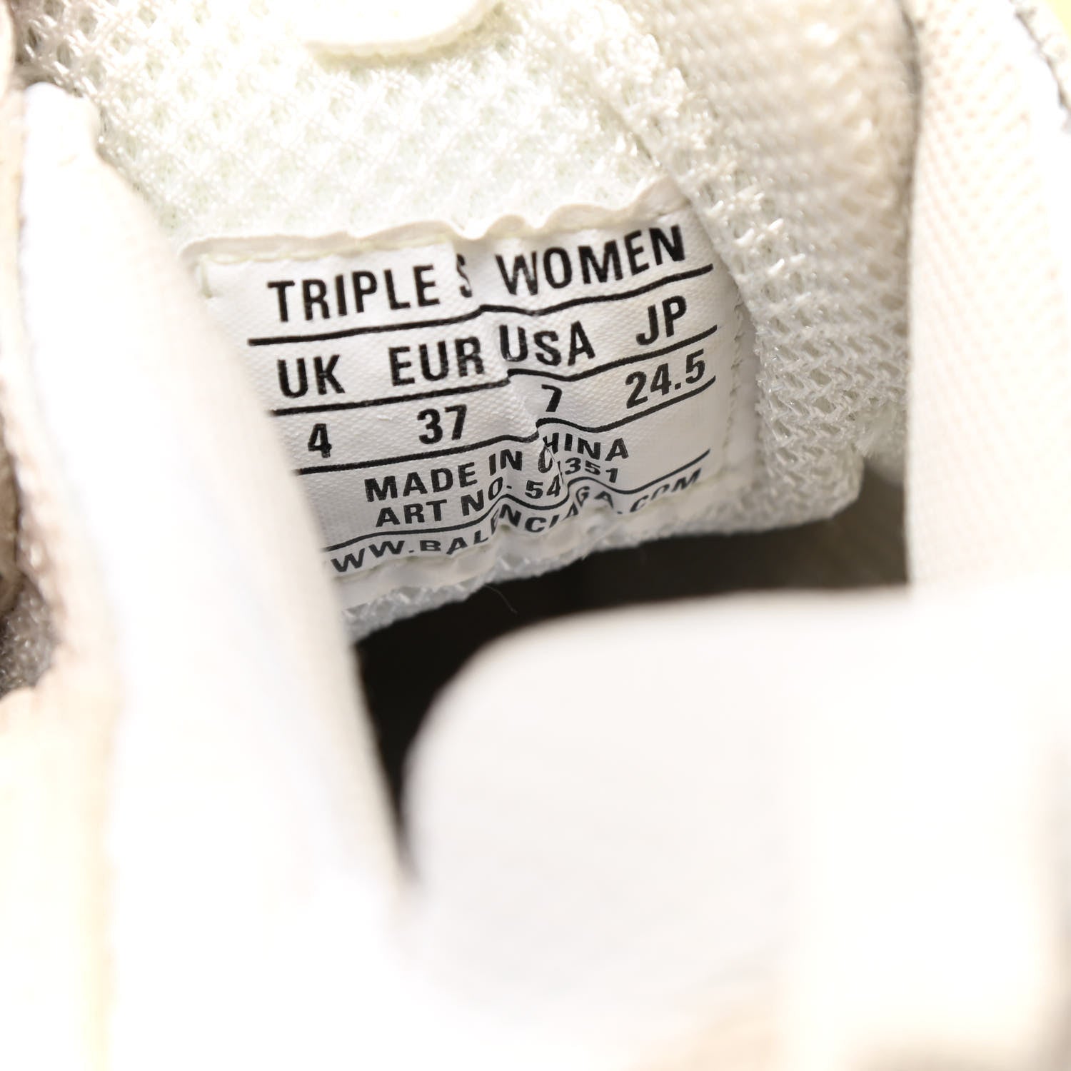 Balenciaga Fabric Mesh Clear Sole Womens Triple S Sneakers 37 White 7 of 8