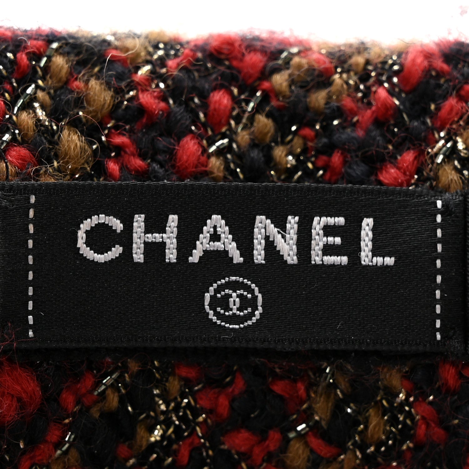 Chanel Tweed Headband Red Black Khaki 5 of 5
