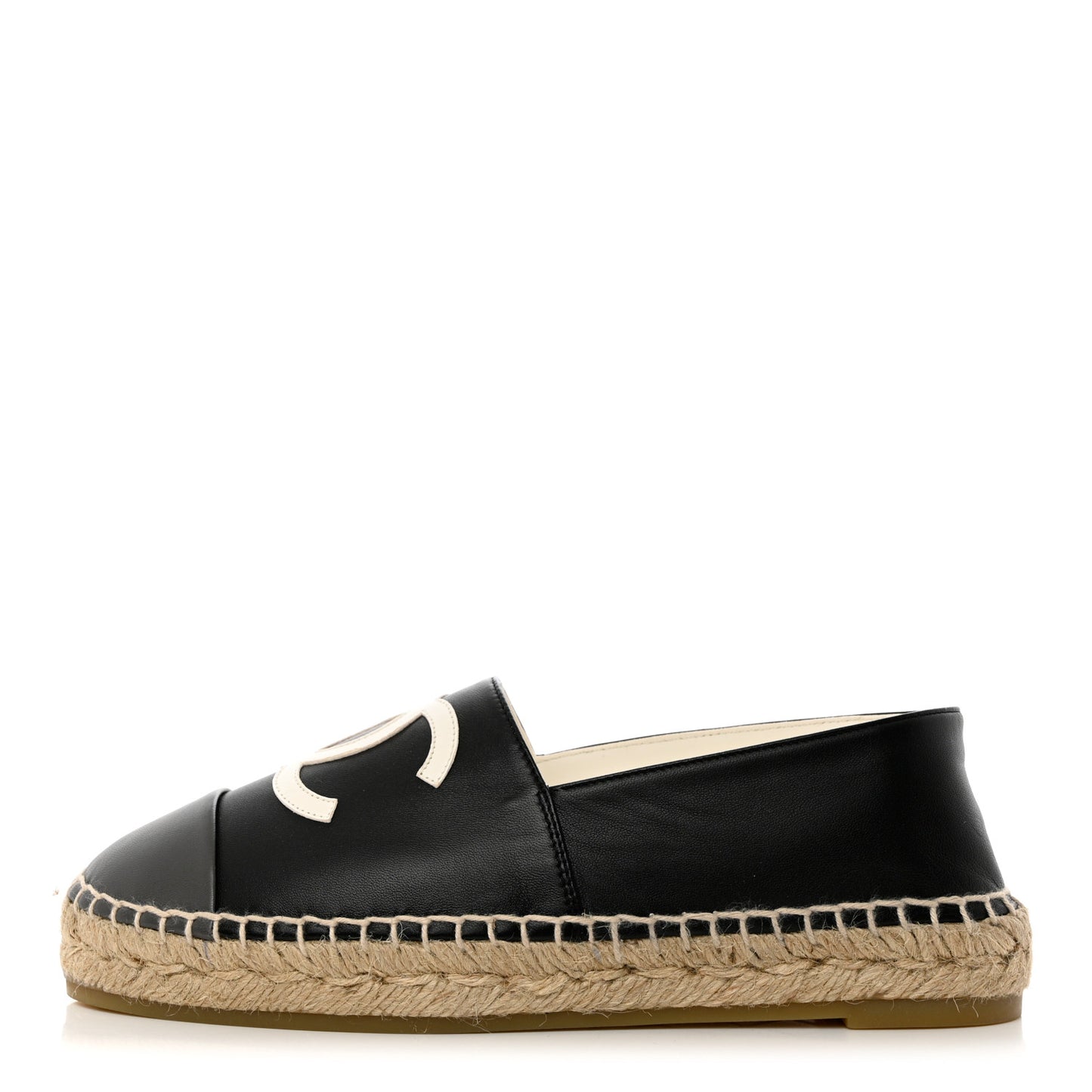 Lambskin CC Espadrilles 38 Black White Dark Grey