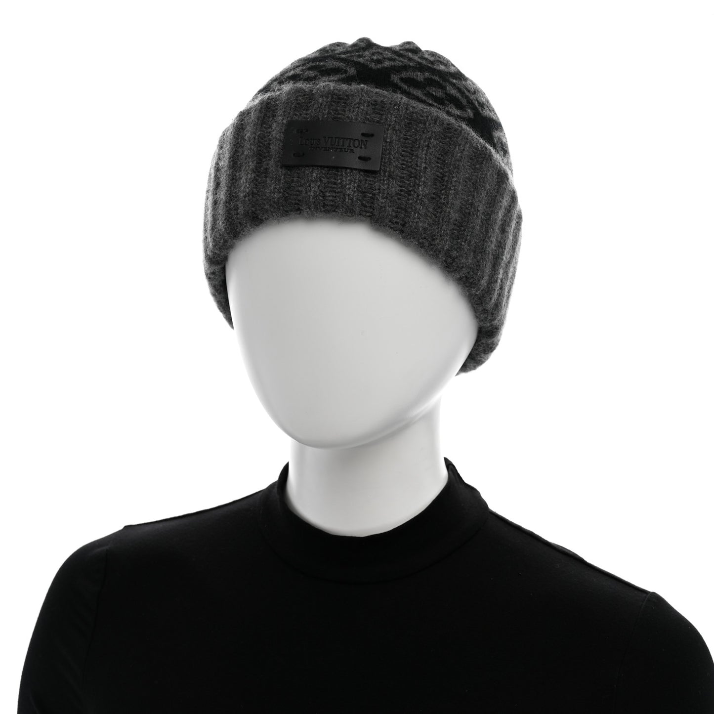 Cashmere Monogram Inventeur Beanie Grey Black