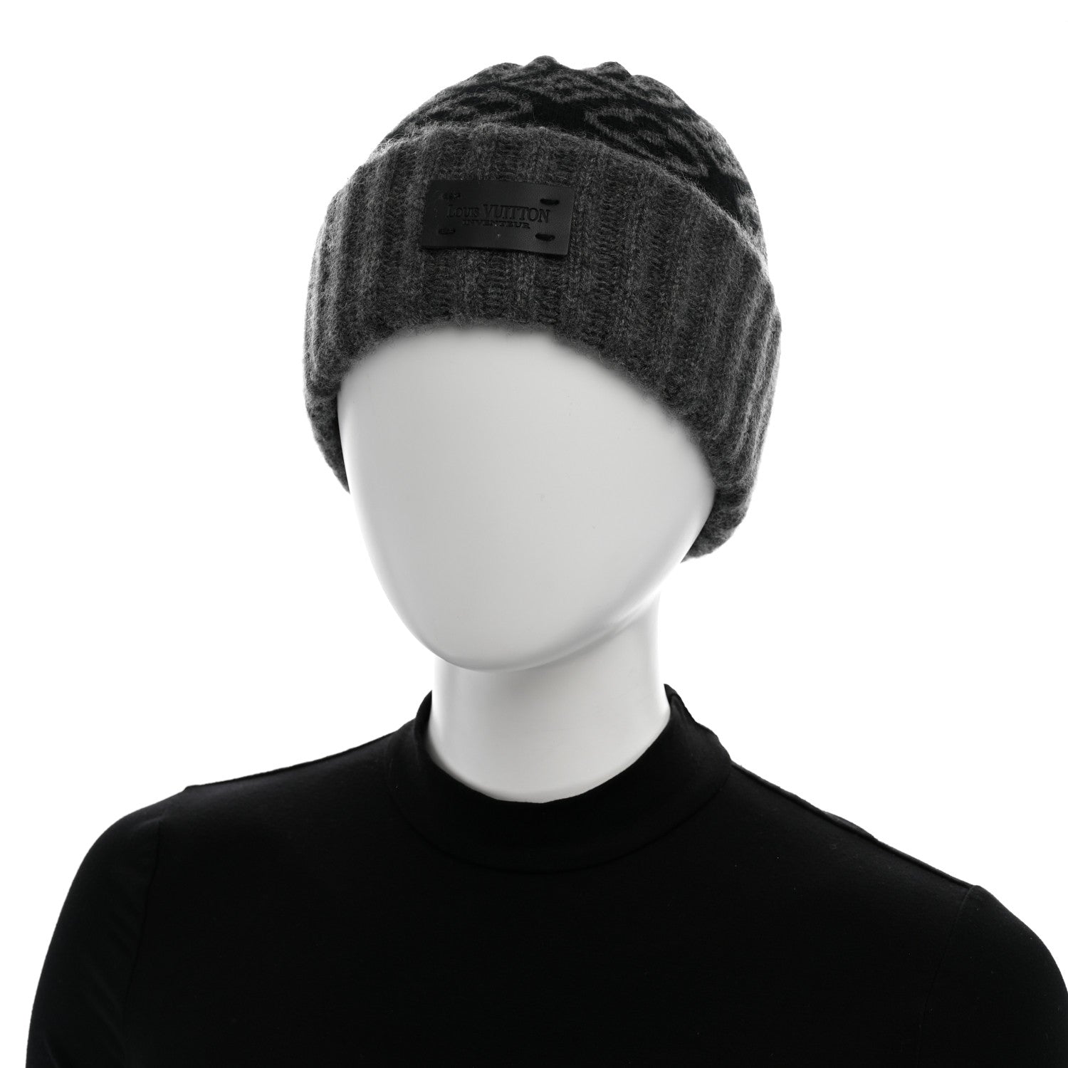 Louis Vuitton Cashmere Monogram Inventeur Beanie Grey Black 2 of 5