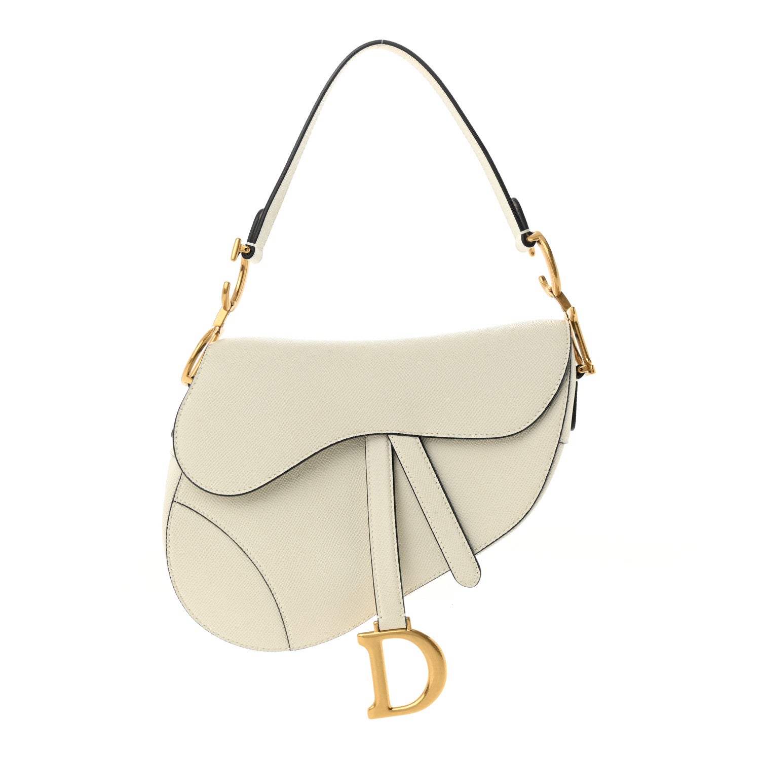 Christian Dior Grained Calfskin Saddle Bag White 1 of 12