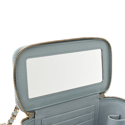 Chanel Caviar Quilted Small Tiny CC Vanity Case With Chain Light Blue 10 of 12