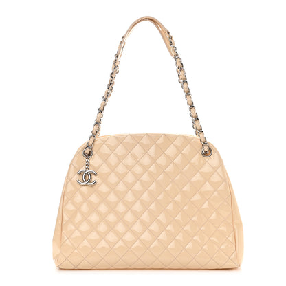 Chanel Patent Quilted Large Just Mademoiselle Bowling Bag Beige 1 of 10