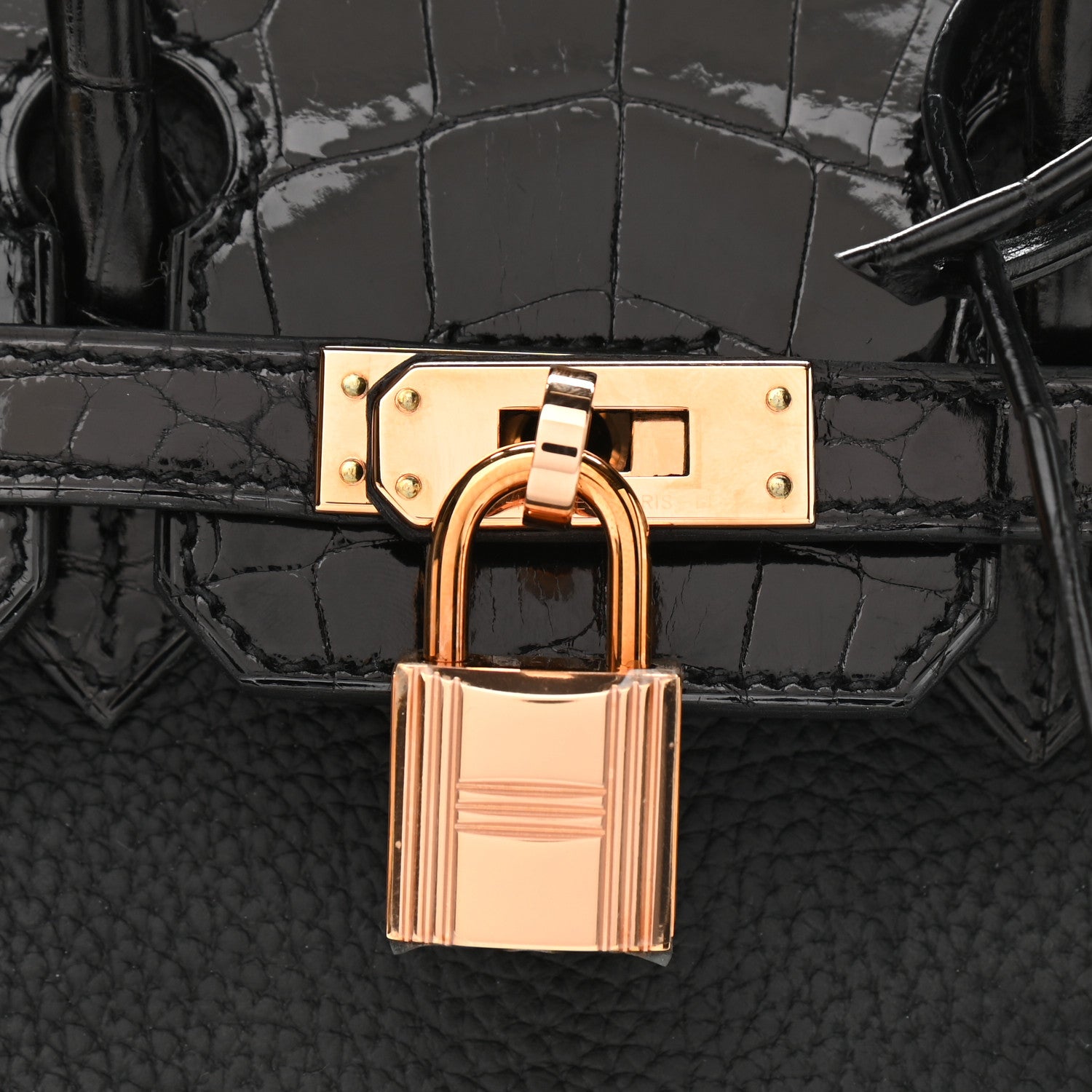 Hermes Togo Shiny Niloticus Crocodile Birkin Touch 25 Black 7 of 10