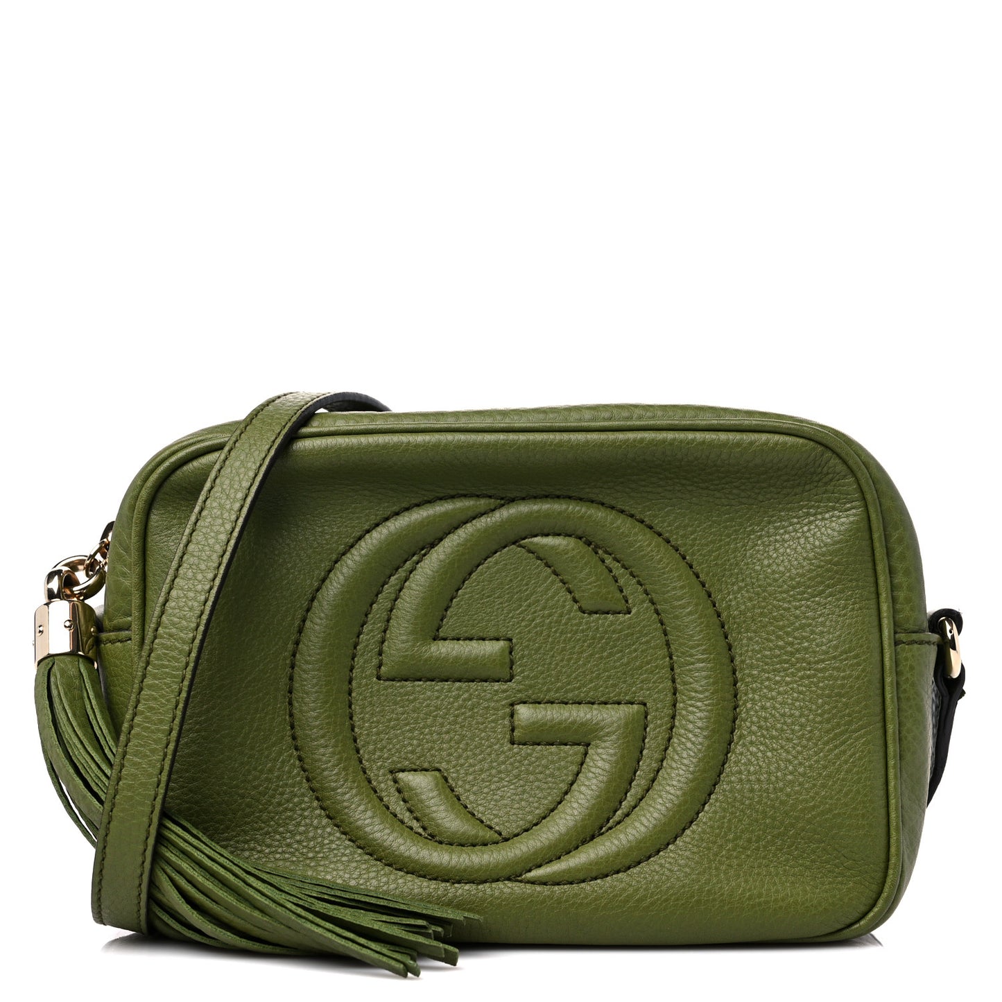 Pebbled Calfskin Small Soho Disco Bag Green