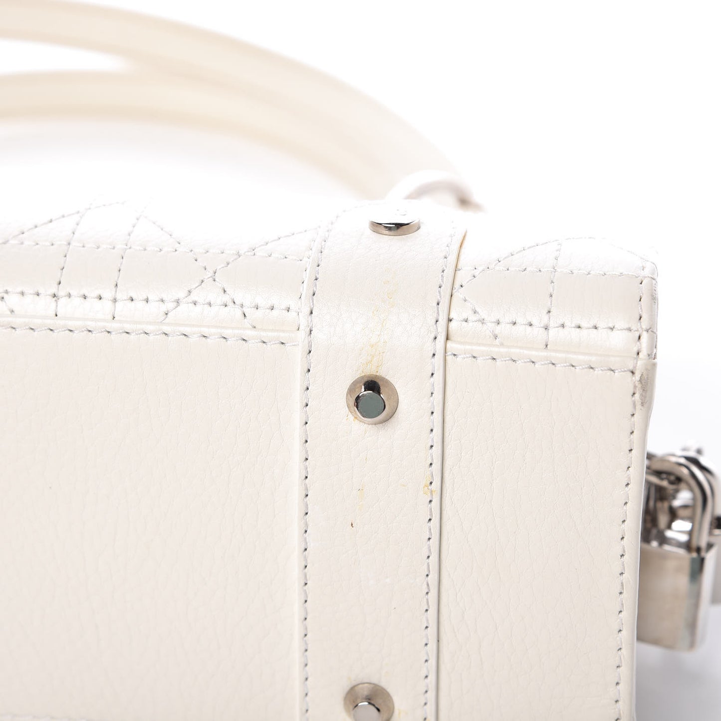 Calfskin Cannage Stitched East West Lady Dior White