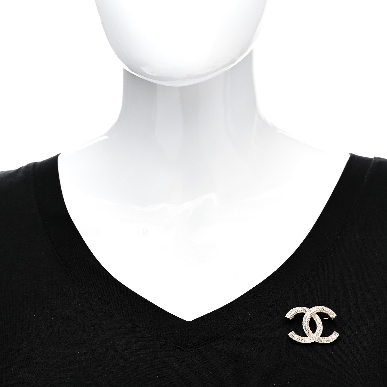 Chanel Crystal Chain CC Brooch Light Gold 2 of 7