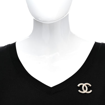 Chanel Crystal Chain CC Brooch Light Gold 2 of 7