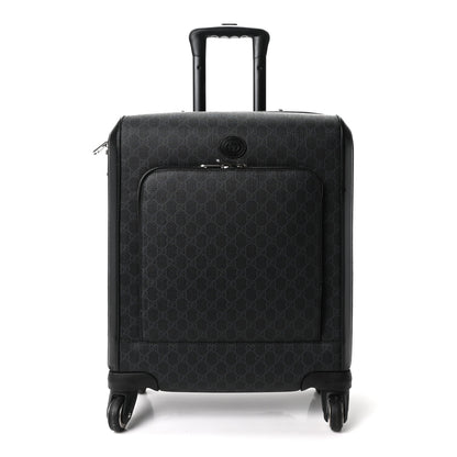 Gucci GG Supreme Monogram Four Wheel Suitcase Black Grey 1 of 9