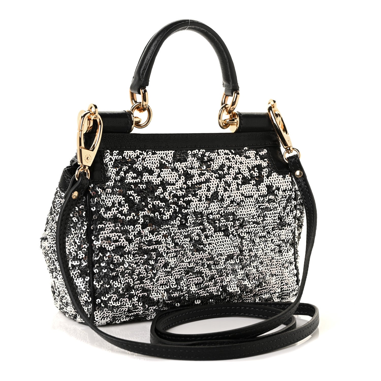 Dolce & Gabbana Sequin Small Miss Sicily Satchel Black 2 of 10