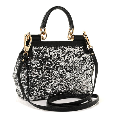 Dolce & Gabbana Sequin Small Miss Sicily Satchel Black 2 of 10