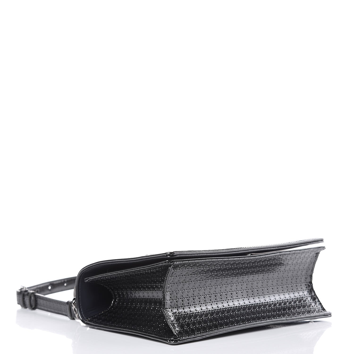Christian Dior Metallic Patent Micro-Cannage Medium Diorama Flap Bag Graphite 4 of 10