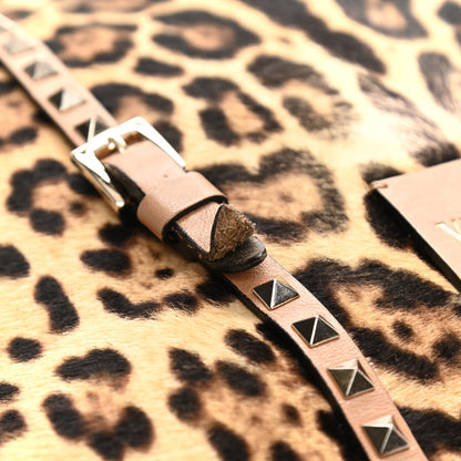 Valentino Garavani Calf Hair Leopard Print Rockstud Shopper Tote Tan 19 of 19