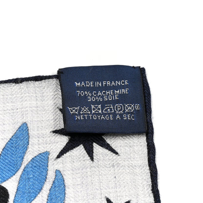 Hermes Cashmere Silk Sous Le Charme d'Orphee Shawl 140 Gris Chine Bleu Electrique 3 of 5