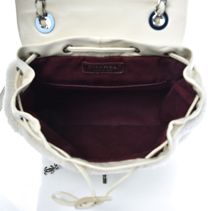 Chanel Glazed Calfskin Shearling Quilted Small Mountain Backpack Ivory 5 of 9