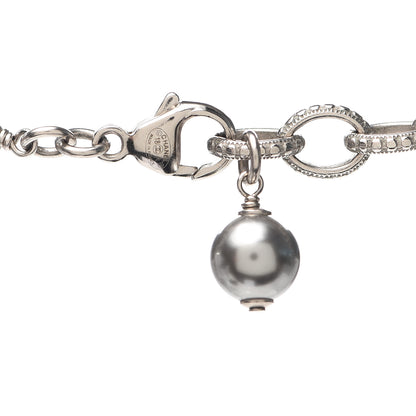 Chanel Crystal Pearl Twisted CC Necklace Silver 3 of 3