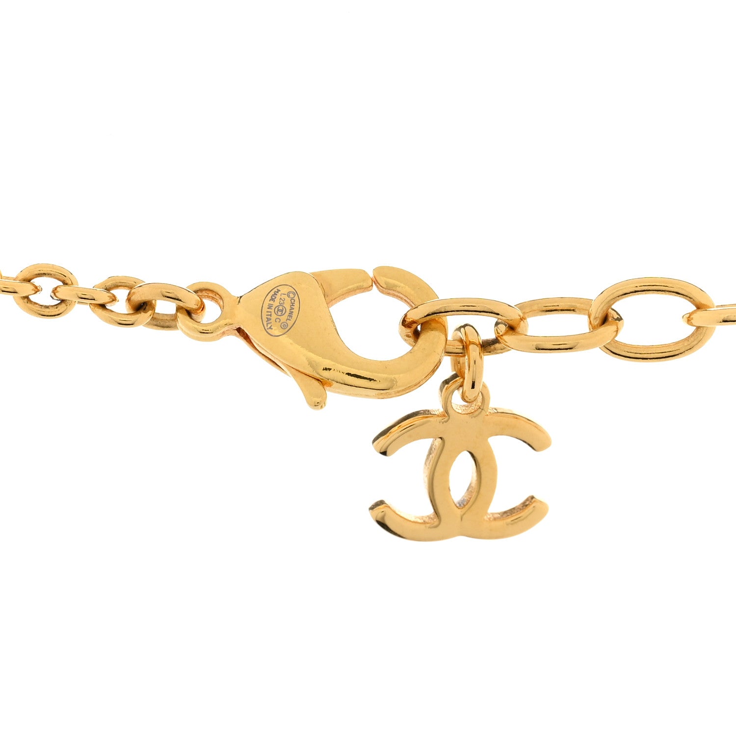 Chanel Crystal CC Heart Necklace Gold 5 of 6