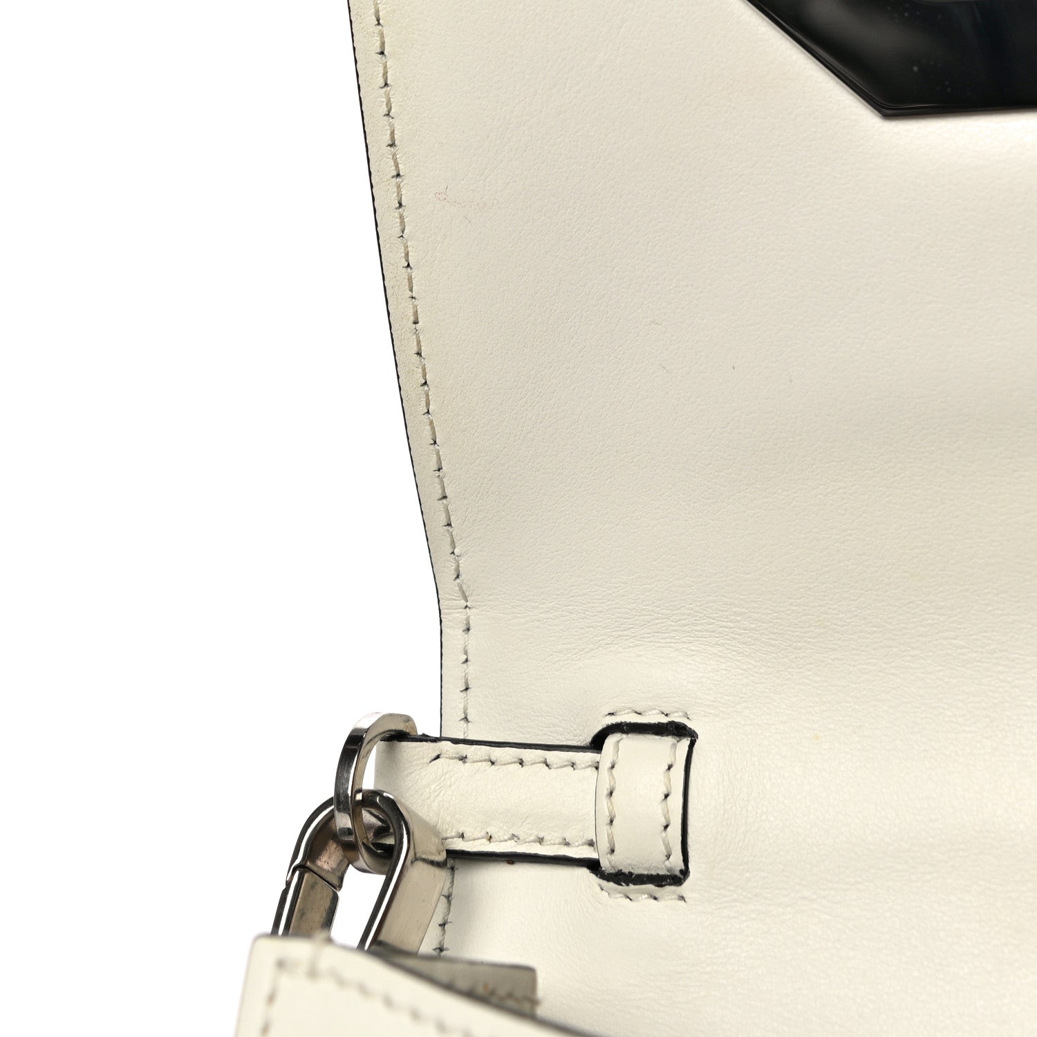 Prada City Calf Plex Ribbon Bag White Black 12 of 20
