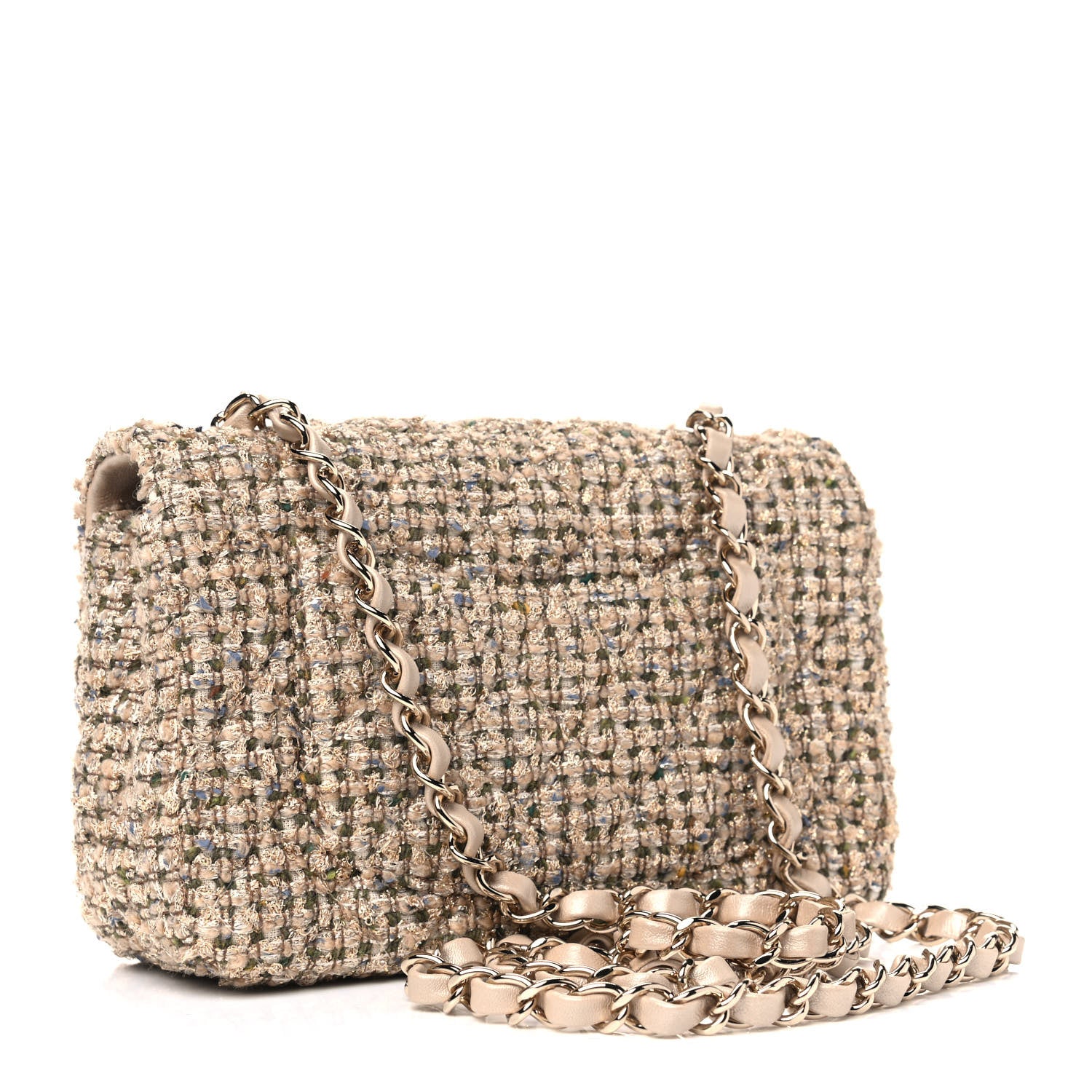 Chanel Tweed Quilted Mini Rectangular Flap Beige 2 of 4