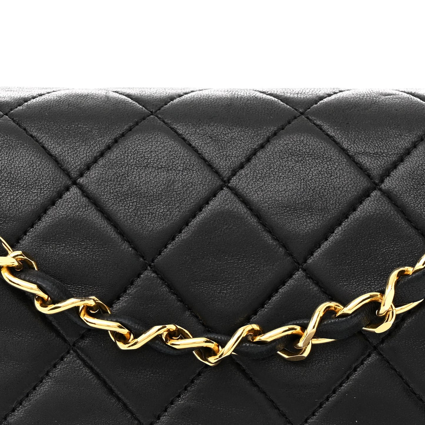 Lambskin Quilted Medium Double Flap Navy
