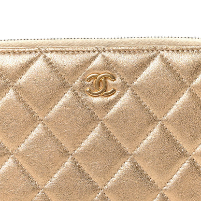 Chanel Metallic Lambskin Quilted Large Gusset Zip Around Wallet Gold 11 of 11