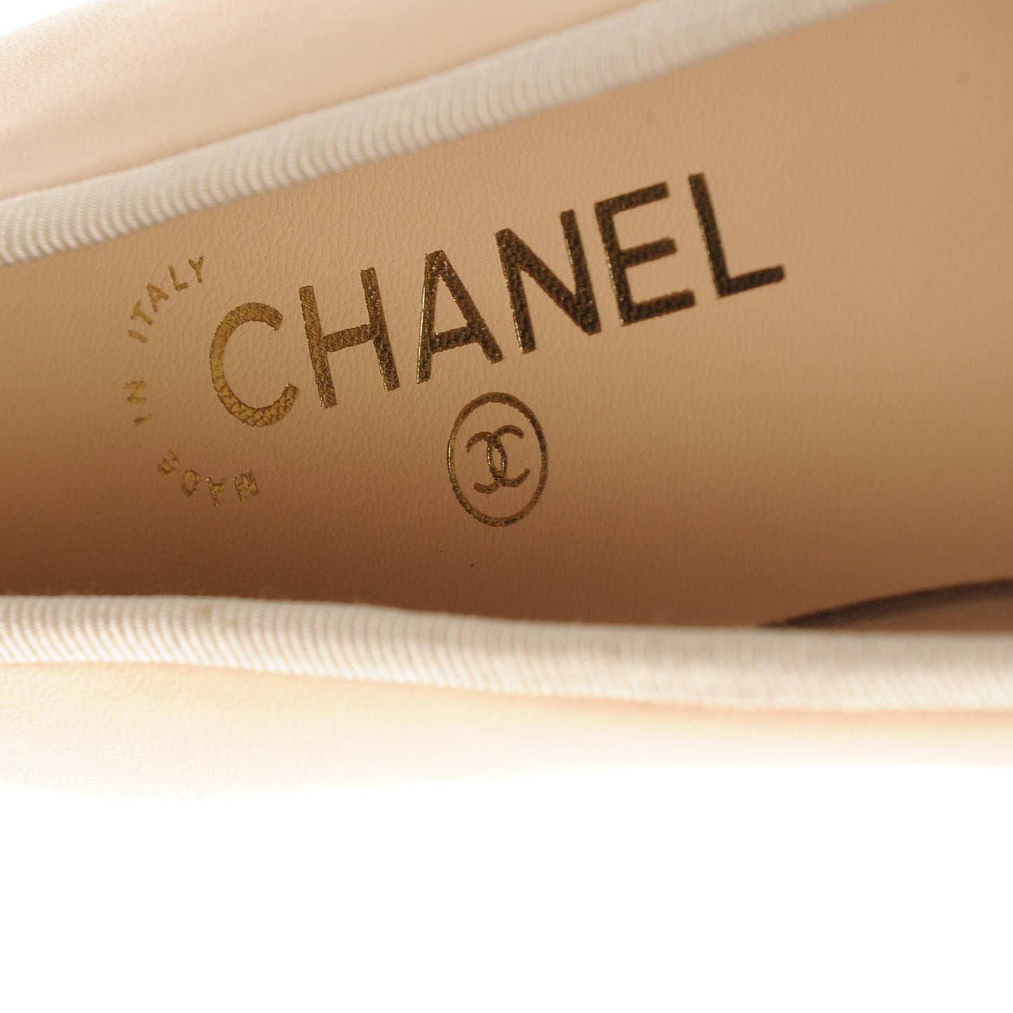 Lambskin Cap Toe Ballerina Flats 38 Beige Black