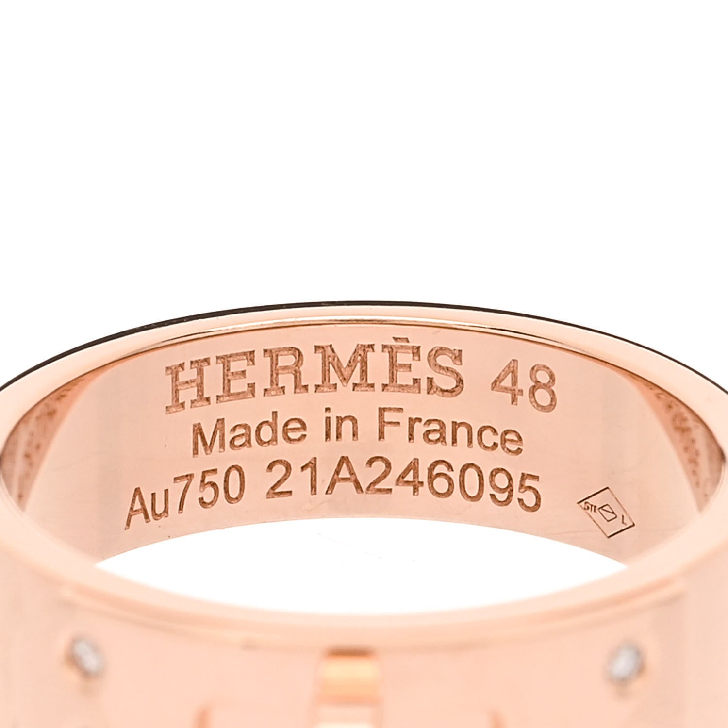 Hermes 18K Rose Gold Diamond PM Kelly Ring 48 4.5 4 of 5
