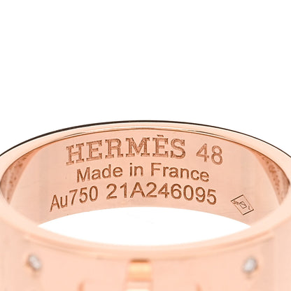 Hermes 18K Rose Gold Diamond PM Kelly Ring 48 4.5 4 of 5
